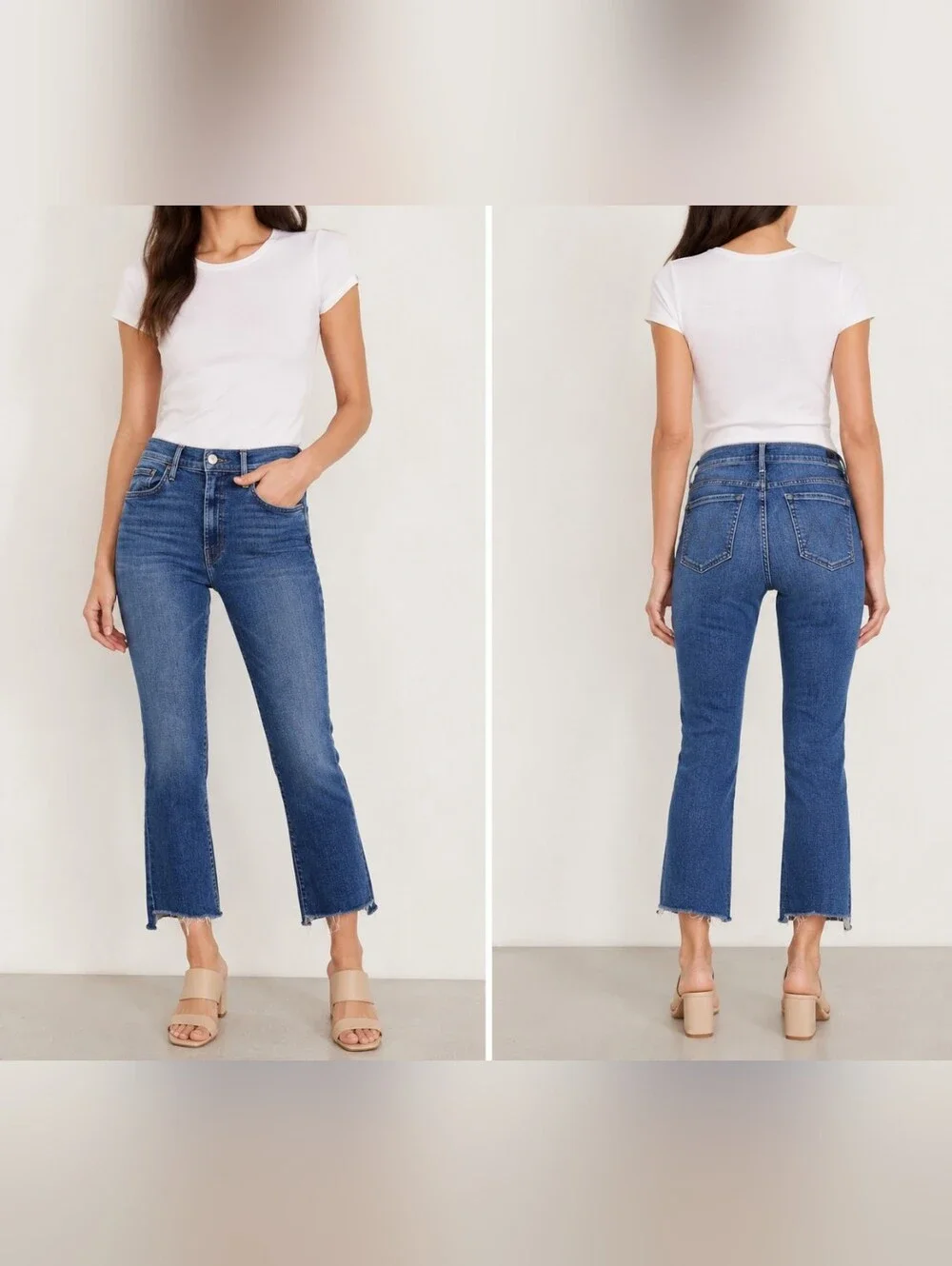 MOTHER The Insider Crop Step Fray Jeans Wish On A Star 31 - Picture 1 of 9